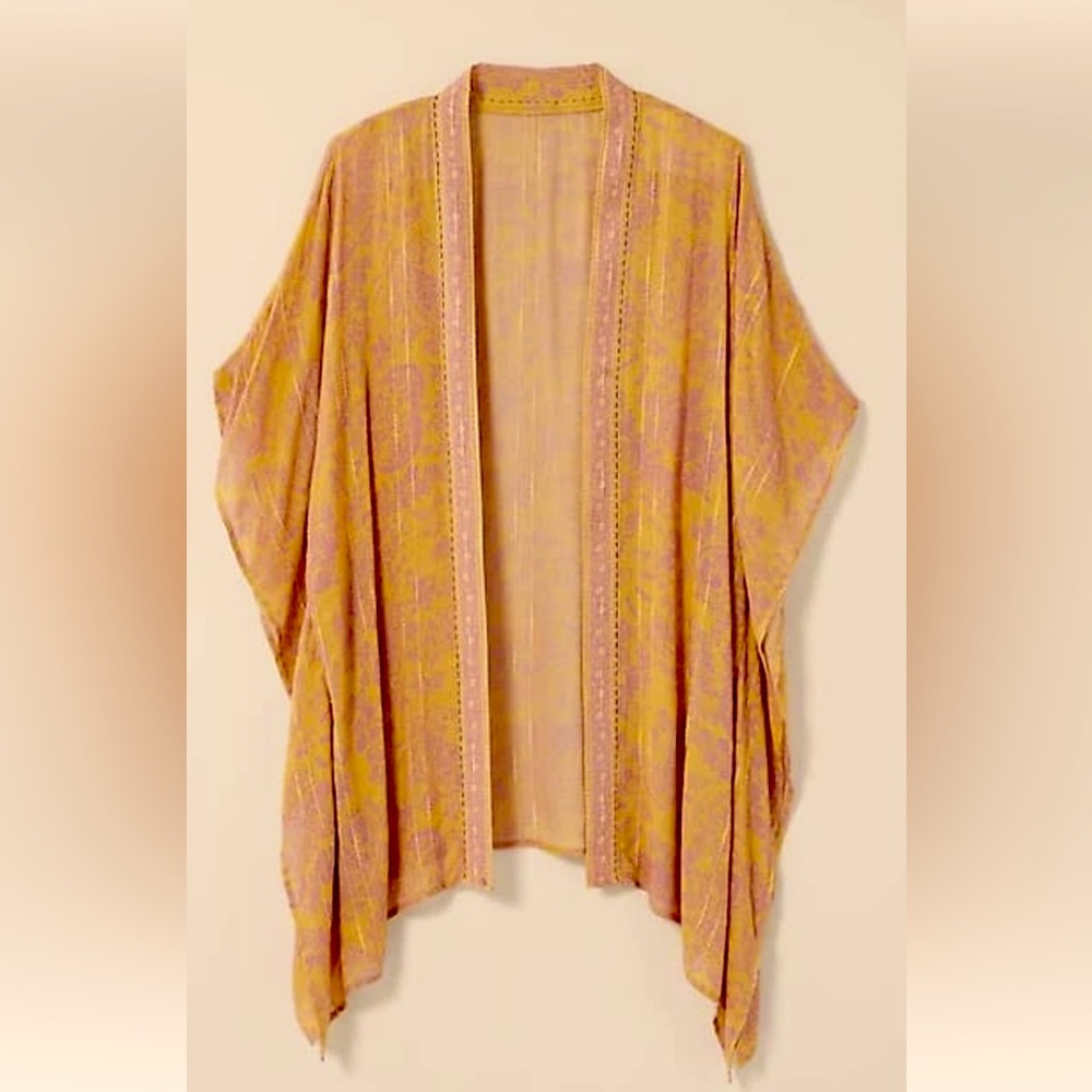 J Jill Kantha-stitched paisle ruana size S-L